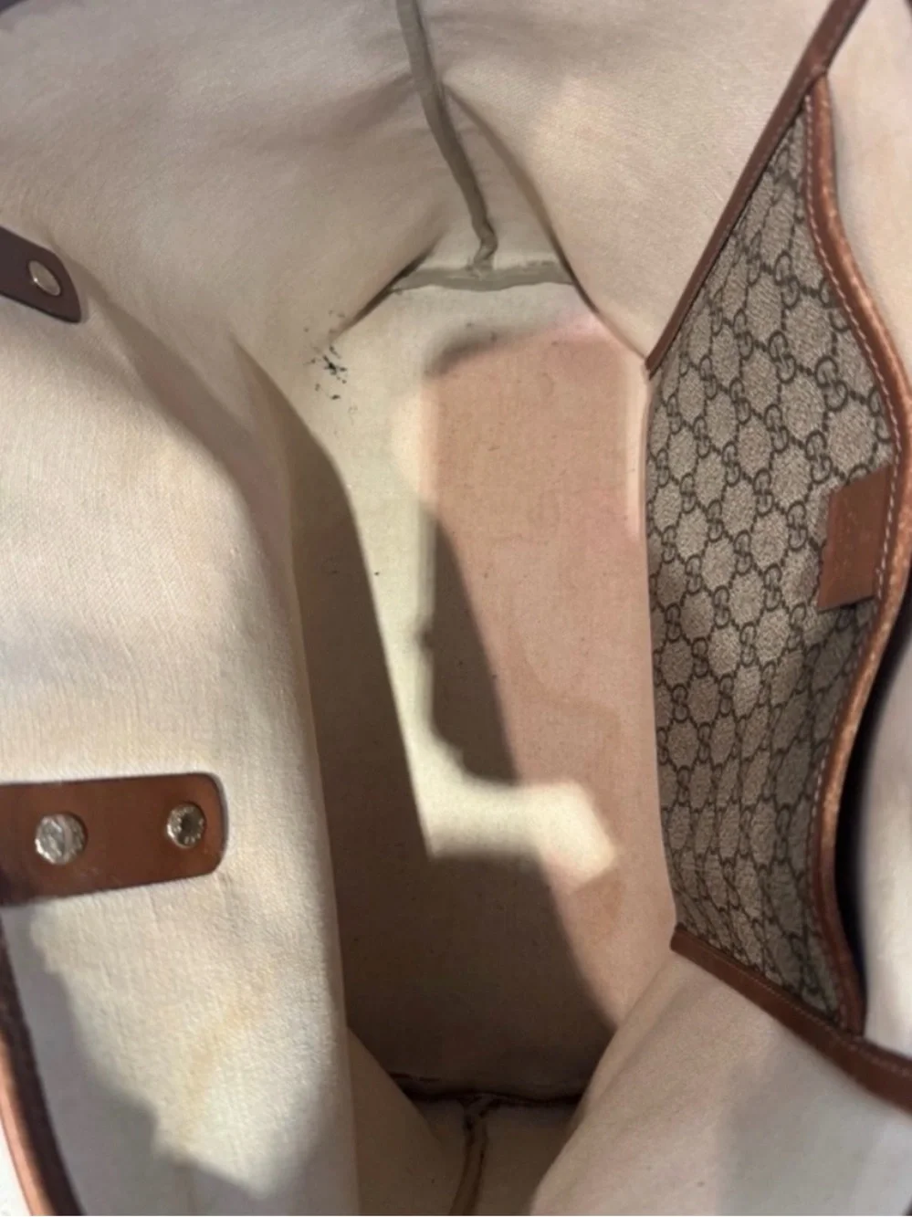 Gucci Brown/Beige GG Canvas Tote with Web Accent